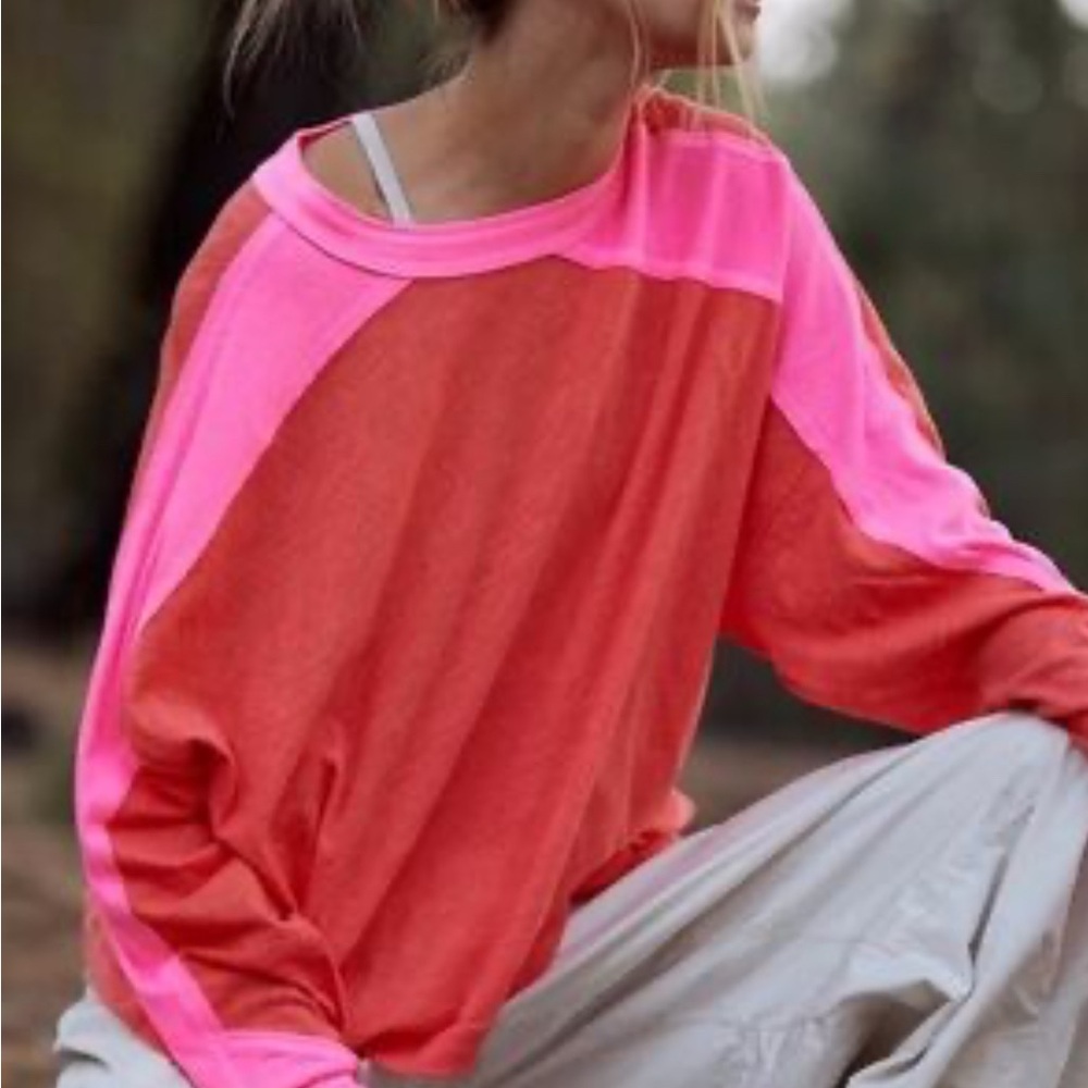 FP Movement by Free People Pink and Coral Long Sleeve Tee